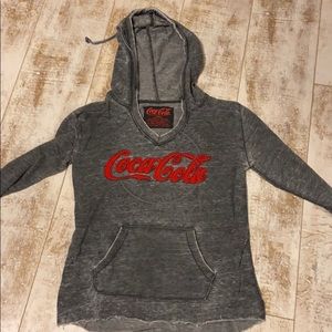 Grey faded long sleeved hooded tee/XS/coca-Cola